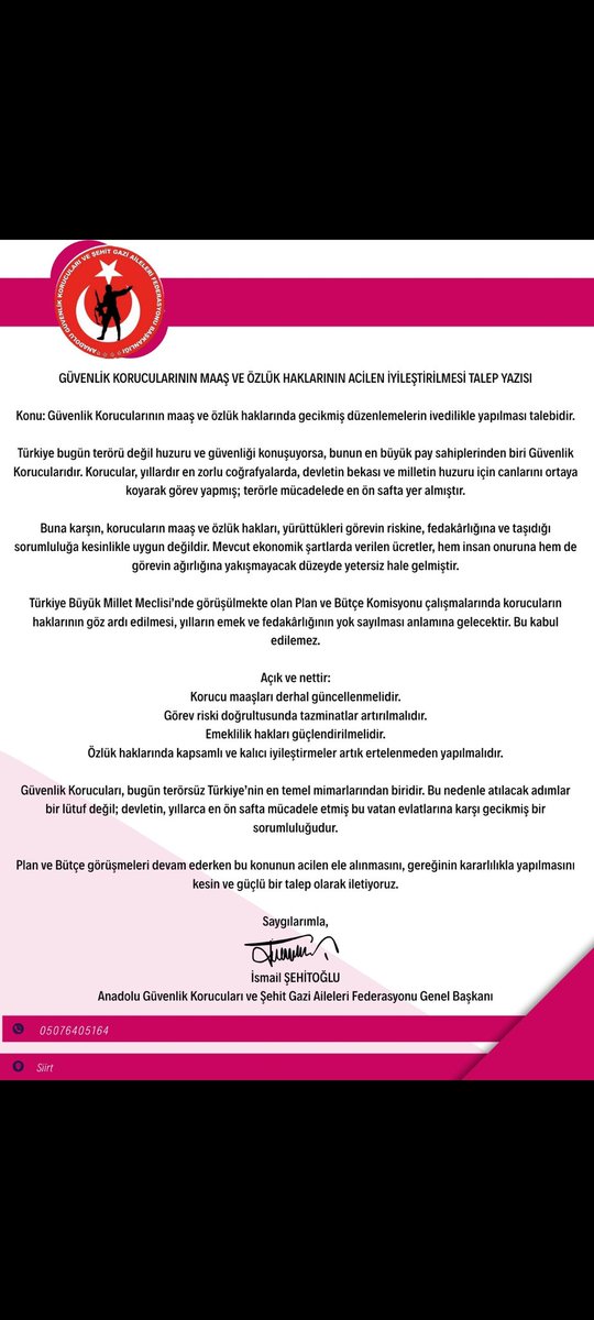 FratDemirc70463's tweet photo. Güvenlik korucuları özlük haklarının iyileştirilmesi için devlet büyüklerimizden desteklerini bekliyoruz . https://t.co/mbsMgiwFLD