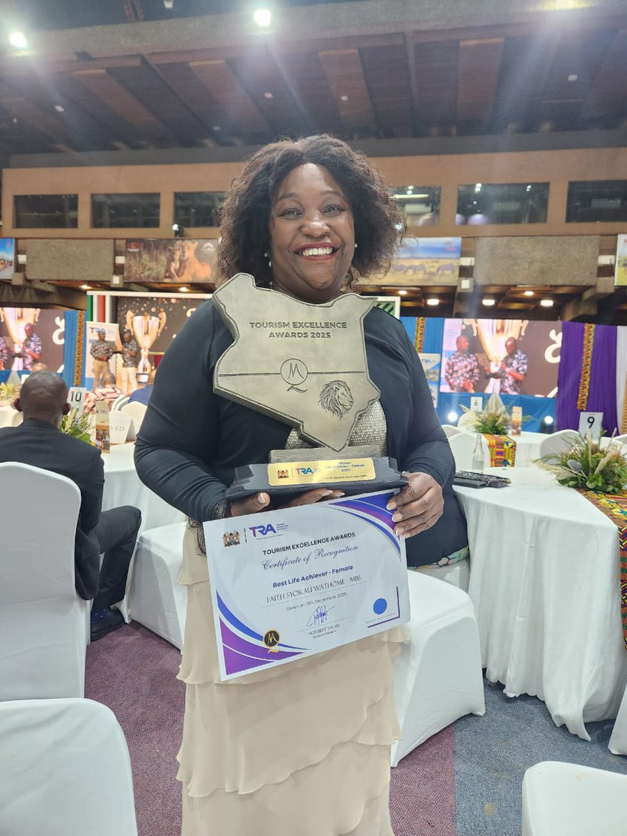 Last night, Faith Wathome our founding Chair was feted as Best Female Nationa Tourism Lifetime Achiever Award 2025 hosted by TRA.
Here’s to women leading boldly, innovating fearlessly, and transforming our tourism sector for generations to come.
Well done Faith 🥳🥳🥳
