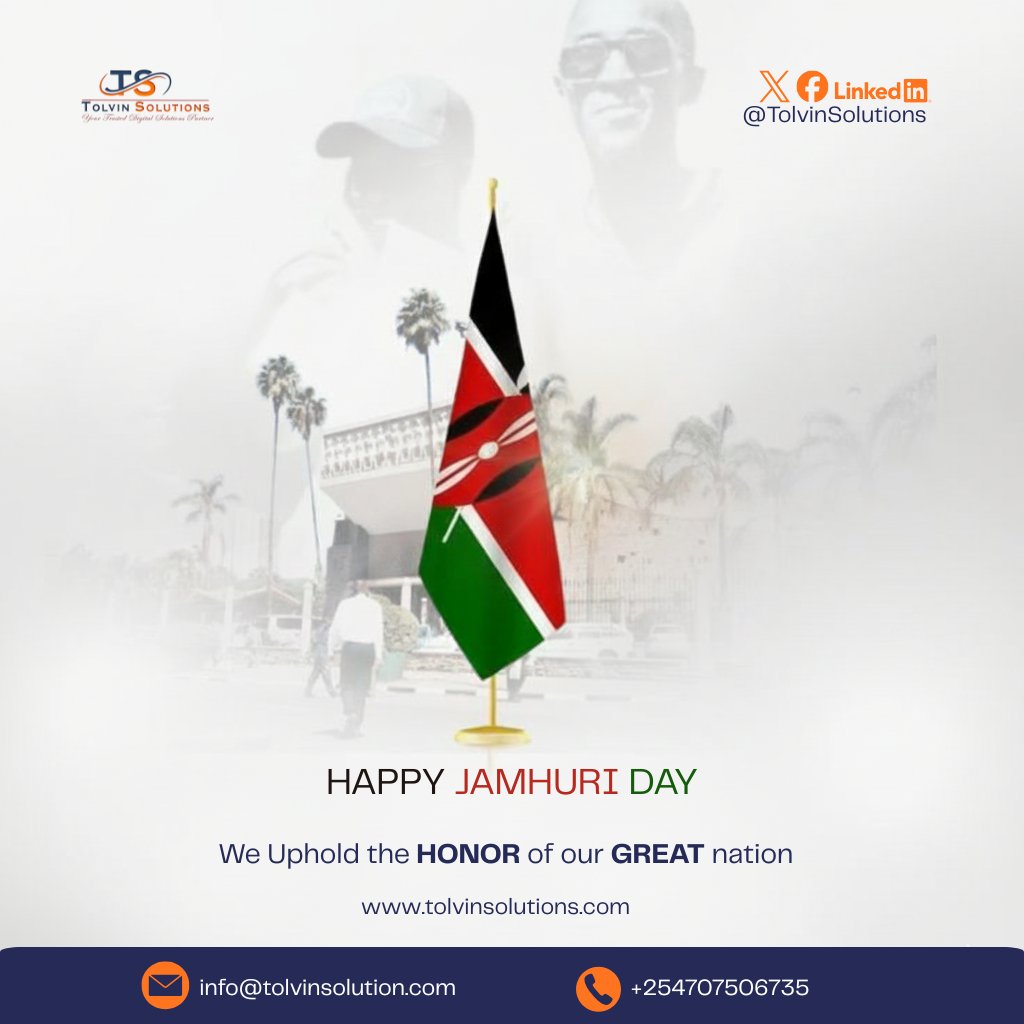 Celebrating the courage, unity, and freedom that define us. 🇰🇪
Happy Jamhuri Day from Tolvin Solutions!
 #JamhuriDay #Kenya