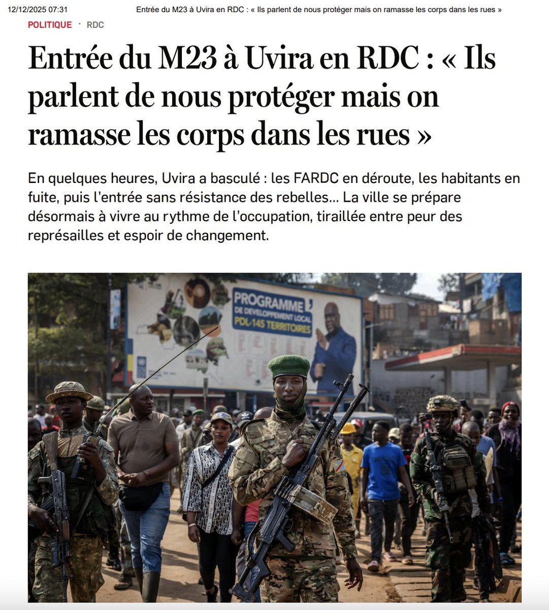 Uvira prise sans combats: Parce qu'il n'y a pas de cadavres, <a href="/StanysBujakera/">Stanis Bujakera Tshiamala</a> et consorts sont tâchés d'en inventer.

Uvira a été prise par le M23 sans combats, sans violence! 

La coalition gouvernementale de Kinshasa qui comporte l'armée burundaise, les Wazalendo, les FDLR et
