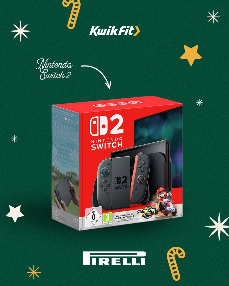 Kwik_Fit's tweet image. 🎄All I want for Kwikmas is.... a Nintendo Switch 2 with Mario Kart World🎄

@Pirelli are giving you the chance to WIN big this Kwikmas! 

To enter:
🎁Like this post
🎁Comment your fav Mario Kart character!👾🎮

T&amp;amp;C's apply. Competition ends 02/01/2026.