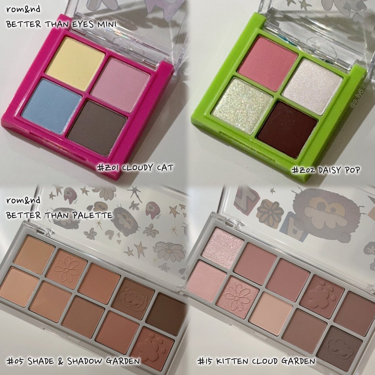 ロムアンド✖️ZO&FRIENDS限定コラボ🌼 アイシャドウ4種を比較してみた