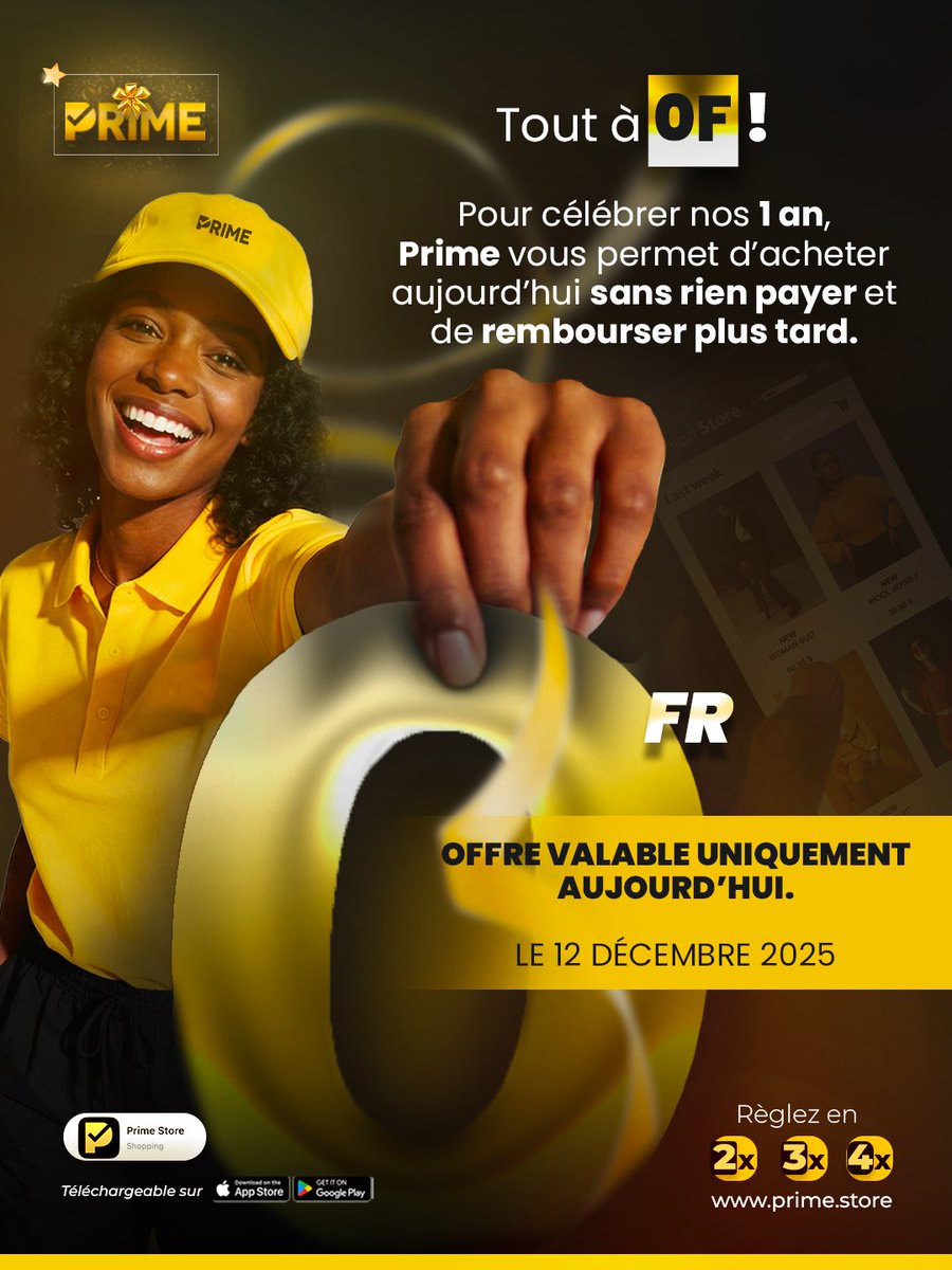 Nous y sommes ! Prime célèbre ses 1 an aujourd’hui. Pour l’occasion, nous avons décidé de vous faire plaisir : TOUT EST À 0 F, exclusivement pour aujourd’hui… et vous remboursez plus tard. Profitez-en 🎉

#prime #marketplace #anniversaire