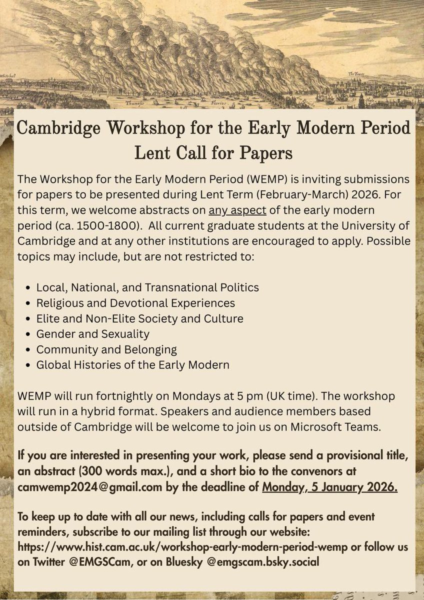 Cambridge Workshop for the Early Modern Period tweet media