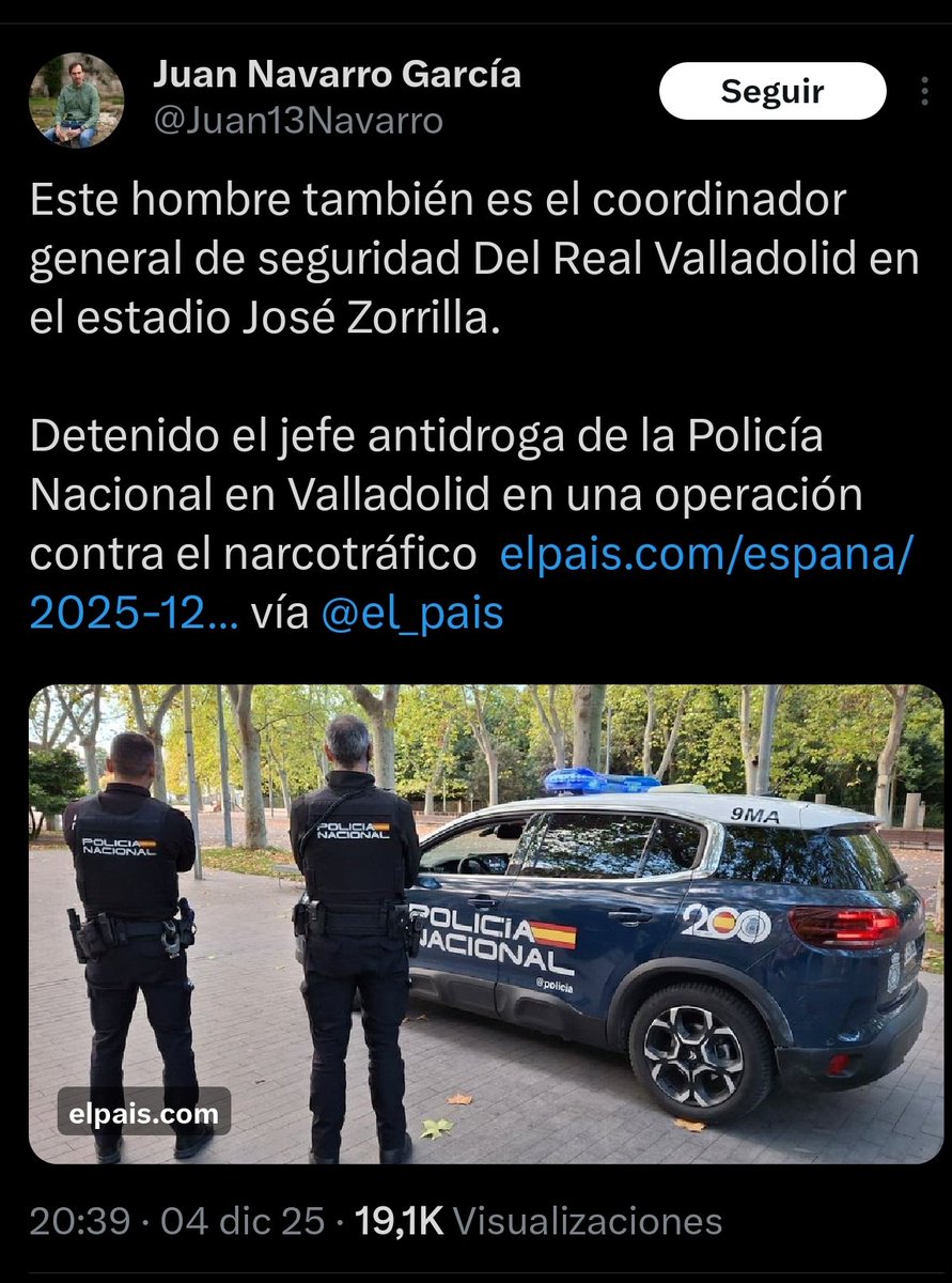 BalonMercromina's tweet image. El coordinador general de seguridad del Real Valladolid en el José Zorrilla revendía droga. Es que luego parece que nos llaman a los aficionados del Burgos delincuentes...