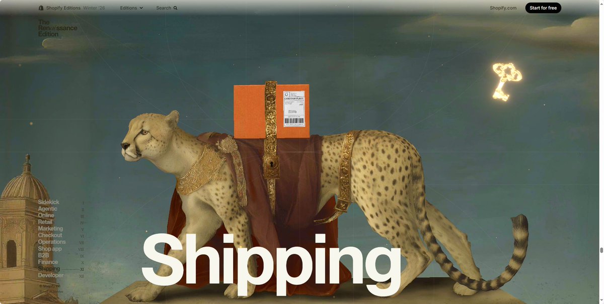 DiannL79830's tweet photo. Shopify Editions Winter '26 的 Developer 动画太惊艳了!从混乱到有序的视觉表达,精准贴合开发者的工作本质,网页设计直接迈入艺术范畴~ 每一处细节都藏着巧思,真的越看越上头!
🔗收藏地址:https://t.co/1hOKTGtrqN
#ShopifyEditions #Developer动画 #网页设计艺术 #Winter2026 https://t.co/fEIoIr42GY