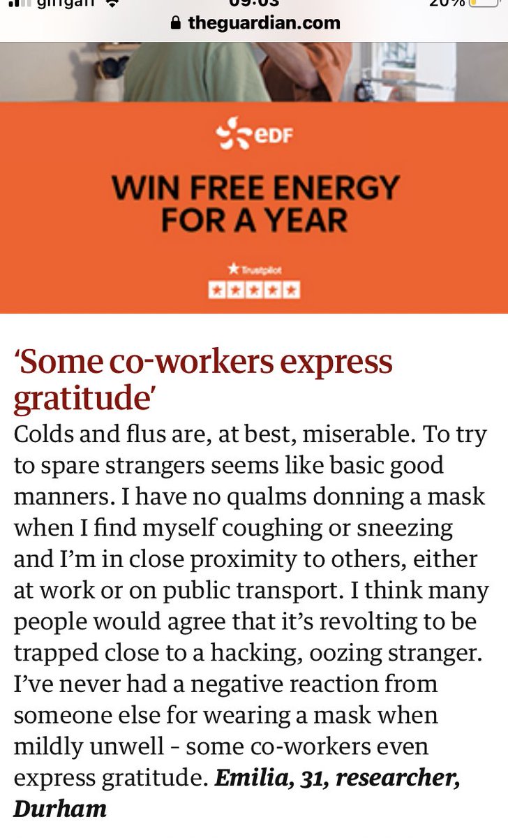 Starseeker1986's tweet image. “Some Co workers express gratitude” for wearing face masks 😷 #covid #flu #facemask #WINTER #sickKids 

theguardian.com/society/2025/d…