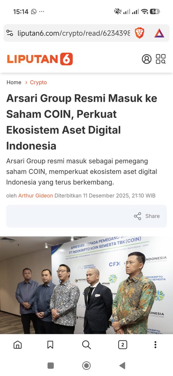 Arsari Group kini bergabung sebagai pemegang #SahamCoin mendukung penguatan industri aset digital indonesia.