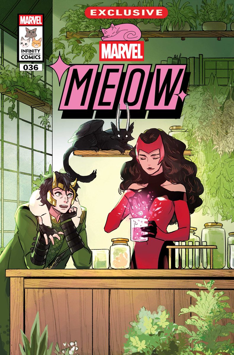 |🆕✨|
Loki with Wanda in 

-MARVEL MEOW INFINITY COMICS #36 

Out today!

[Credit news: my friend <a href="/iloveecofffee/">I pegged sauron</a> ✨💚]