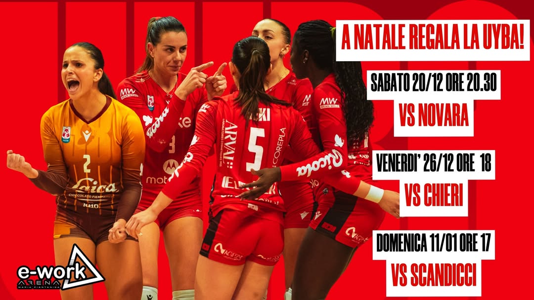 UYBAvolley's tweet photo. 🎁 A Natale regala la UYBA!
Quest’anno sorprendi con un regalo pieno di emozioni!
Tanti big-match ti aspettano in arena: un’occasione unica per vivere dal vivo lo spettacolo del grande volley!

🎟️ Acquista subito:
👉 https://t.co/x3lbGH4JaH https://t.co/cqJAjWvu1n