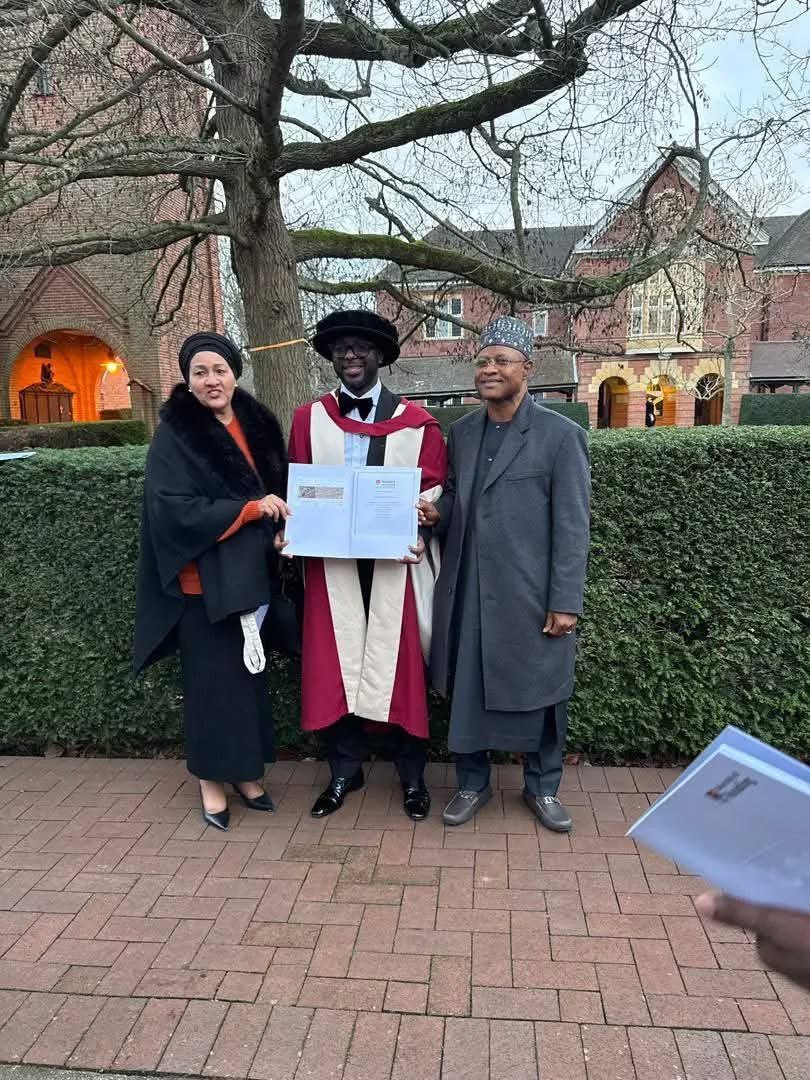 Better_Kaduna's tweet photo. From the UK 🇬🇧 — Congratulations to Muhammad Sani Abdullahi @Dattijo on his successful completion of Doctorate Degree from the University of Reading.

The Deputy CBN Governor was joined at the momentous occasion by H.E Gov @ubasanius CON, and the @UN Deputy Secretary General, @AminaJMohammed
