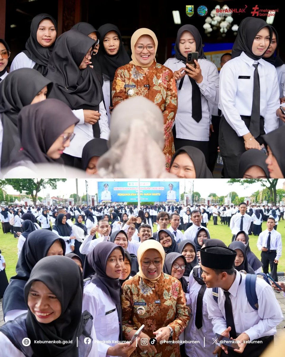 pemkab_kebumen's tweet photo. Sebanyak 3.551 pegawai menerima SK Pengangkatan PPPK Paruh Waktu Pemkab Kebumen. SK diserahkan simbolis oleh Bupati Kebumen, Lilis Nuryani, Jumat 12 Desember 2025 di Halaman Pendopo Kabumian.  #pemkabkebumen #kebumenberdaya #pppkparuhwaktu #asnkebumen #penyerahansk https://t.co/GeofIW3rH0