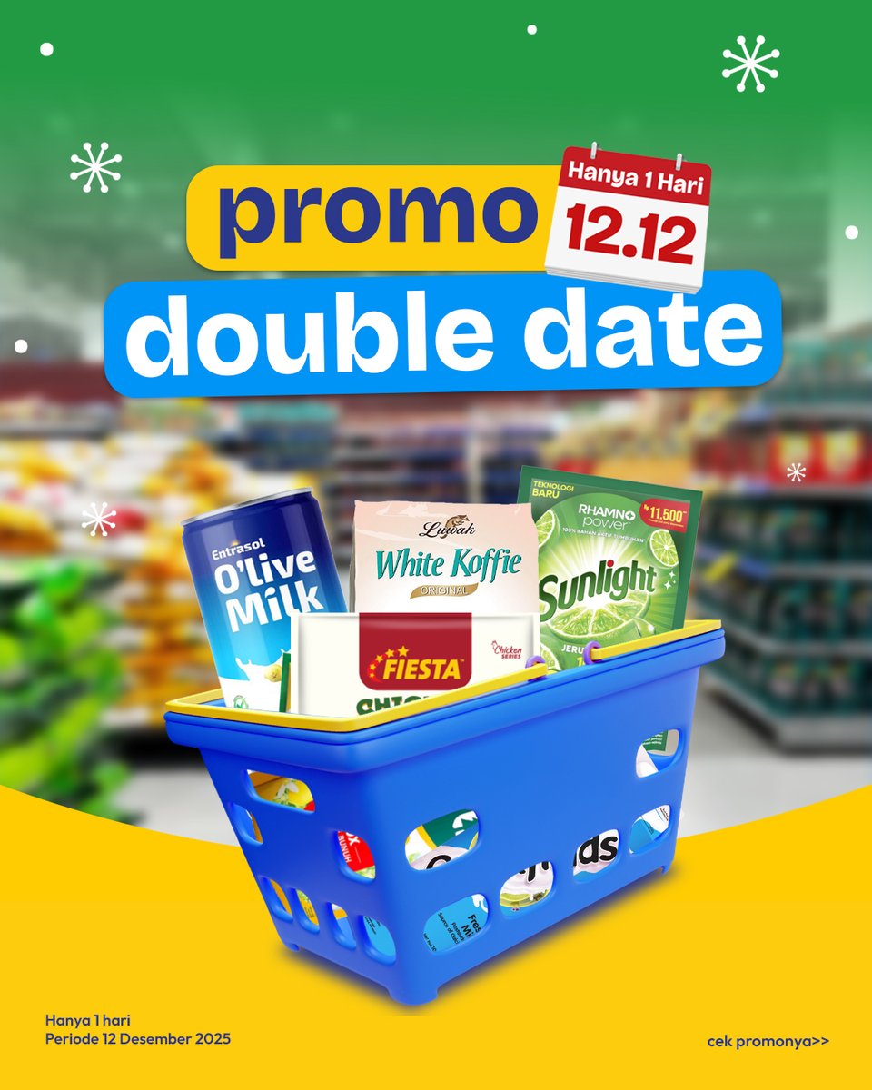 katalogpromosi's tweet image. 🔥 Promo 12.12 cuma sehari
Diskon besar buat snack, minuman, frozen food, susu, kopi sampai home care 🛒✨

Berlaku 12 Desember 2025 cuma di HYPERMART
Jangan sampai kelewatan, cek detailnya 👉 katalogpromosi.com/promo-hypermar…
#Promo1212 #PromoHypermart #BelanjaHemat
