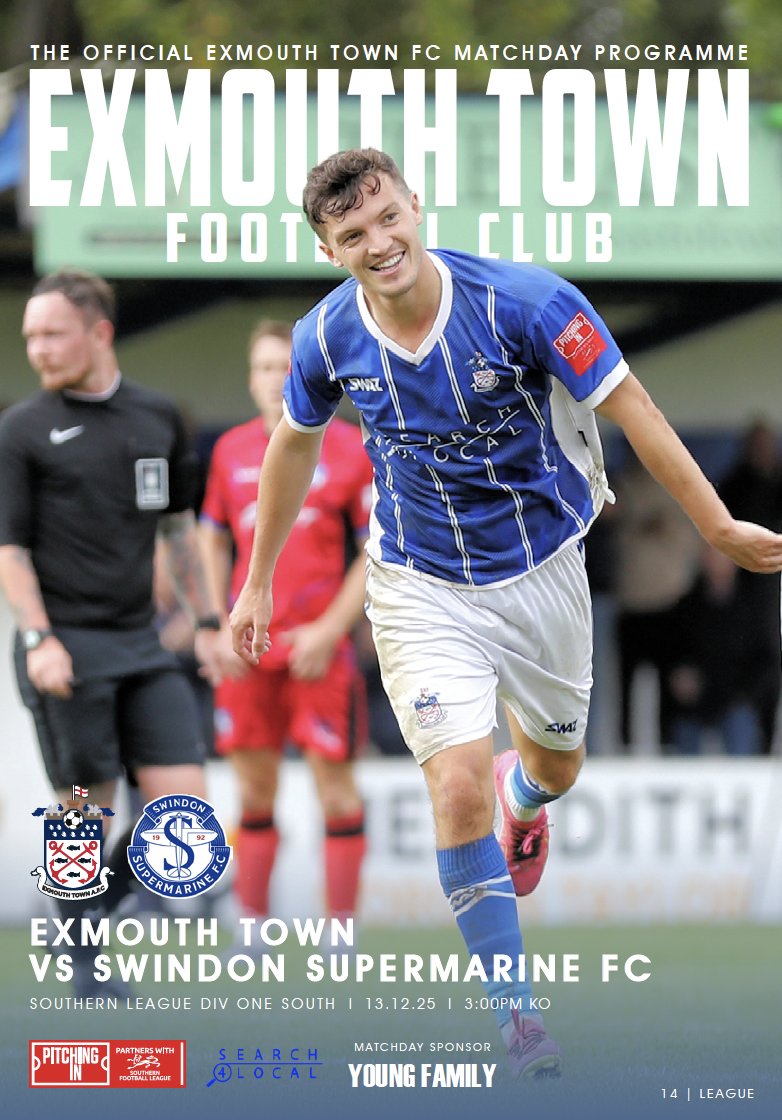 LtdSomerset's tweet photo. @NonLeagueBal Tomorrow's Football FEAST, in the @SouthernLeague is @ExmouthTown_FC vs @SupermarineFC !!                

For a FREE Matchday Programme, click the link 📲                                       

Link: https://t.co/oRE68cPSQB

UTT ⚽️🏆🟦 https://t.co/qIGgKONVpR