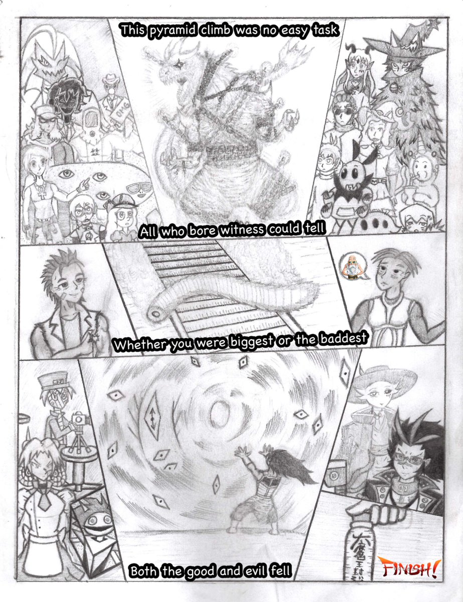 sukoshi_kaze's tweet photo. “Stark’s Adventure in the #OCGrandScramble (Finale)”

How can this little rock’s journey come to a close?

(Featuring all 57 remaining competitors &amp; all spectators. Loved drawing these comics for my event, all for the love of the game.) https://t.co/k6PPOF2Nt7