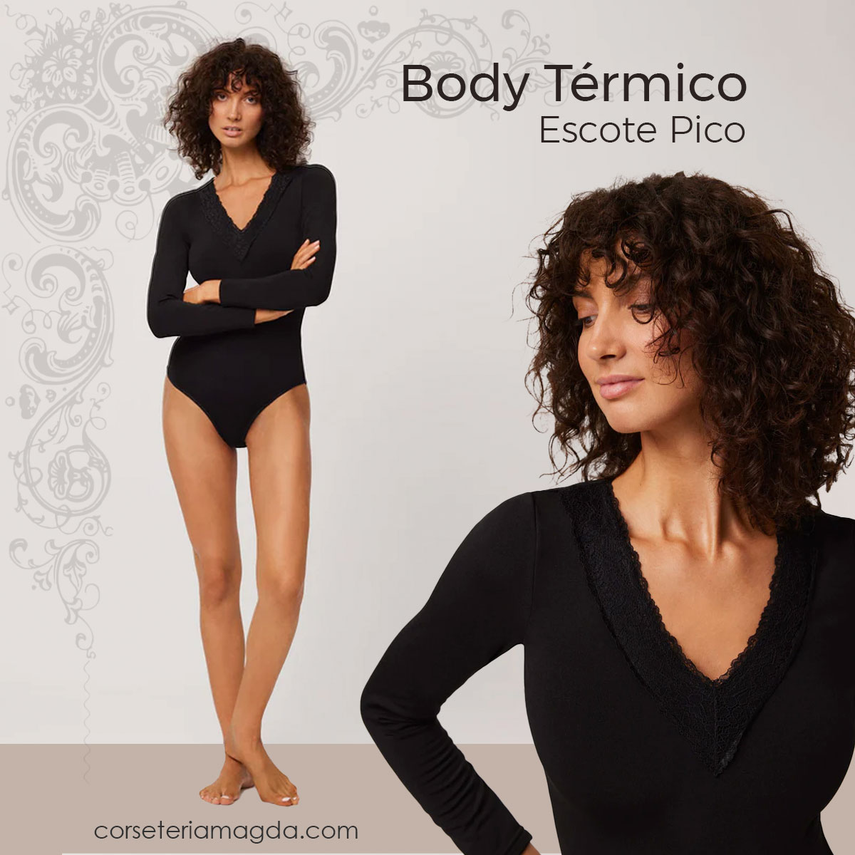 corseteriamagda's tweet photo. ❄️Cuando el frío aprieta, pero tú quieres seguir divina… 
Body térmico de manga larga con escote pico y encaje llega para demostrar que estar calentita y elegante sí es posible.
Con precio irresistible que te hará decir:
“¿Solo uno? Mejor me llevo dos.” 
https://t.co/xNuhu5oqNd https://t.co/TUk8t20XCg