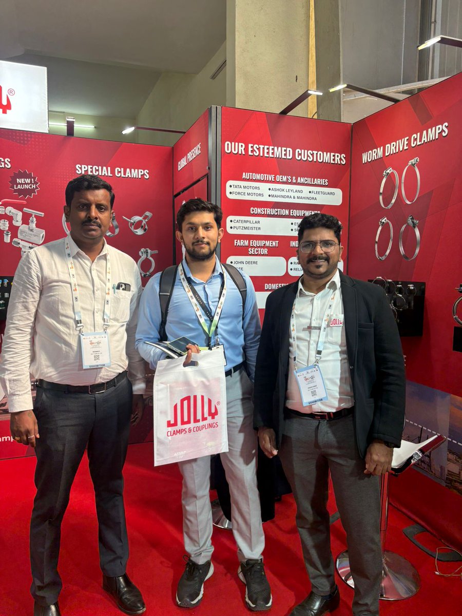 JollyClamps's tweet photo. Day 3 highlights: Live clamp demos drew impressive crowds. Torque consistency, sealing integrity, vibration control,  our engineering spoke for itself. Two days remaining. Find us at Booth A 28-A. #EXCON https://t.co/lDlKA0TJBE