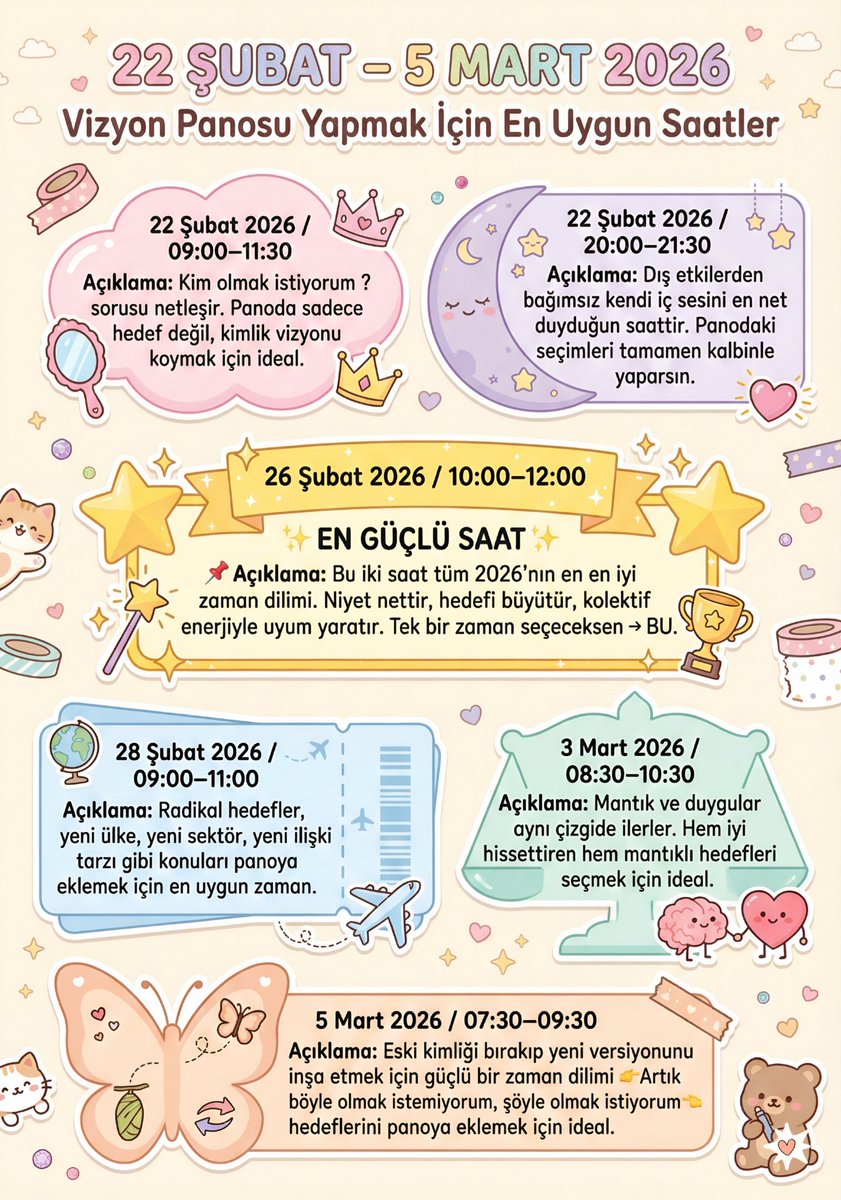 spektrumastro's tweet photo. Vizyon Panosu Yapmak İçin En İyi Tarihler ve Saatler 👇🏻
Hangisi hangi konu için belirttim.
Batı Astrolojisine göre hesaplamadım, ondan gidip transitlere bakmayın 🎀
Bütünün hayrına olsun
#astroloji https://t.co/VUAaQQuVD9