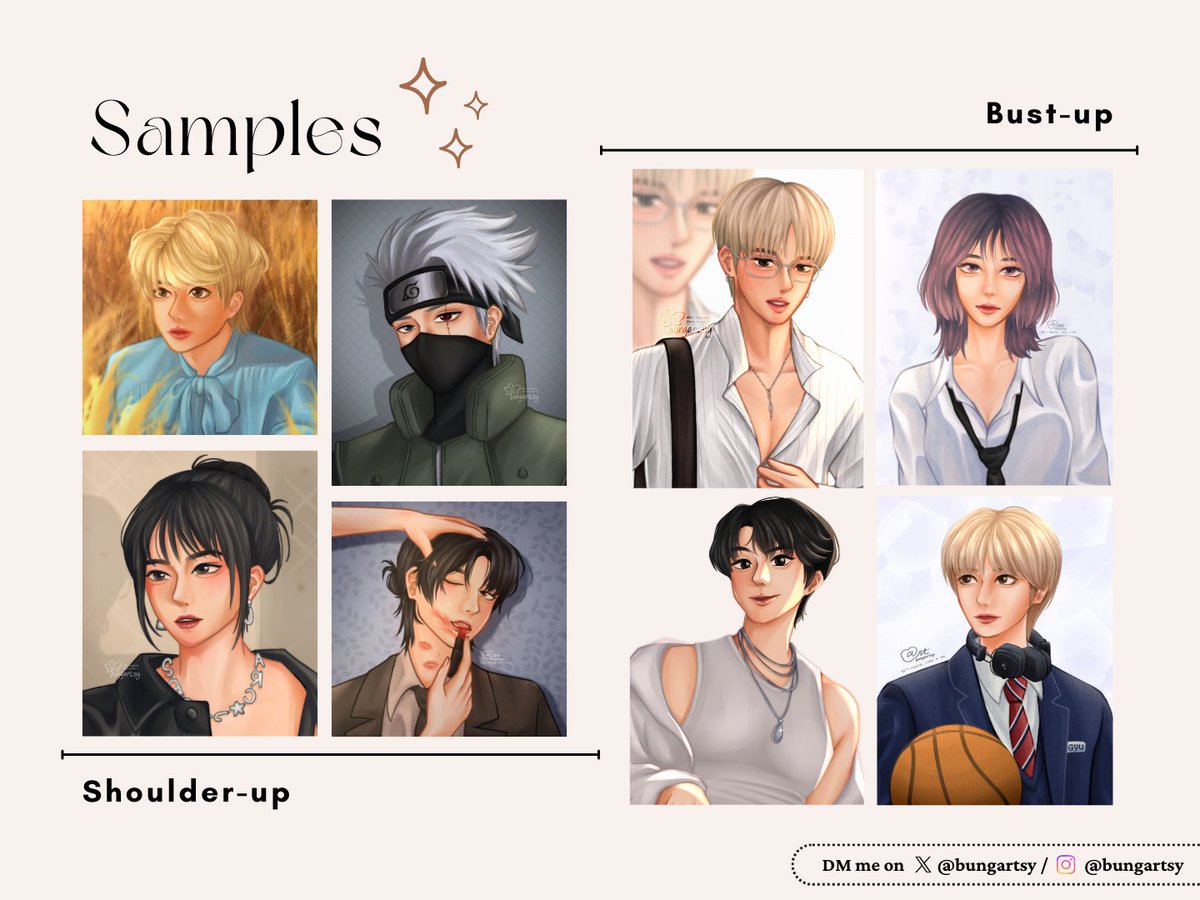 [ ♡ and RT very appreciated ]

☆ Bunga's Commission Open ☆

Hiii Aku open komis untuk lokal 🇮🇩 dengan style dibawah ini (3 slots only). Buat yang tertarik bisa DM aku untuk order atau tanya² lebih lanjut! Thank you 💌

#commission #opencomission #zonauang #zonajajan #artidn