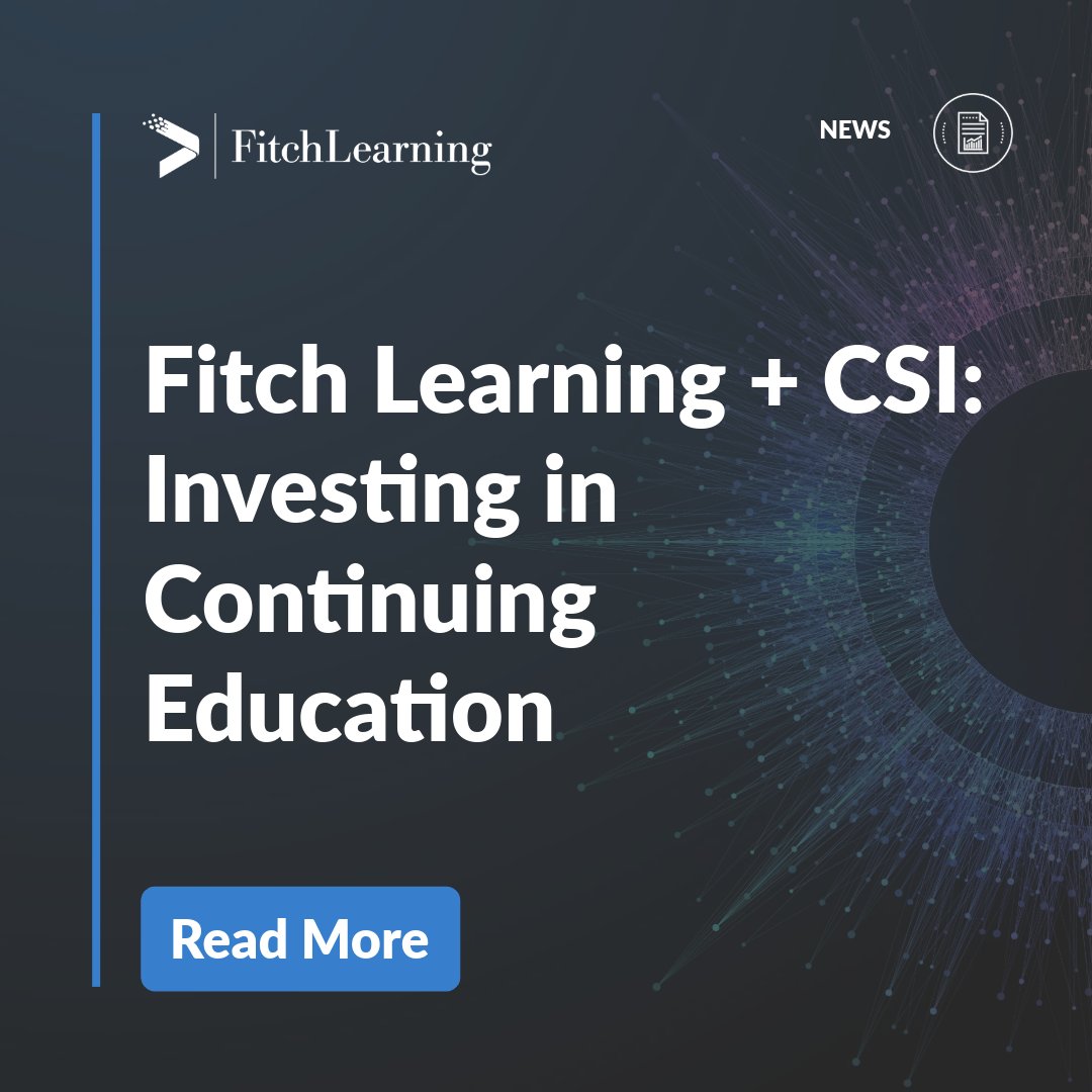 FitchLearning's tweet photo. Learning velocity is a key competitive advantage in evolving markets. Fitch Learning is building on CSI’s strengths, investing in continuing education and supporting organizations with timely skills development. Read more:  https://t.co/6QVb8srep6 https://t.co/ItqLu5YdY0