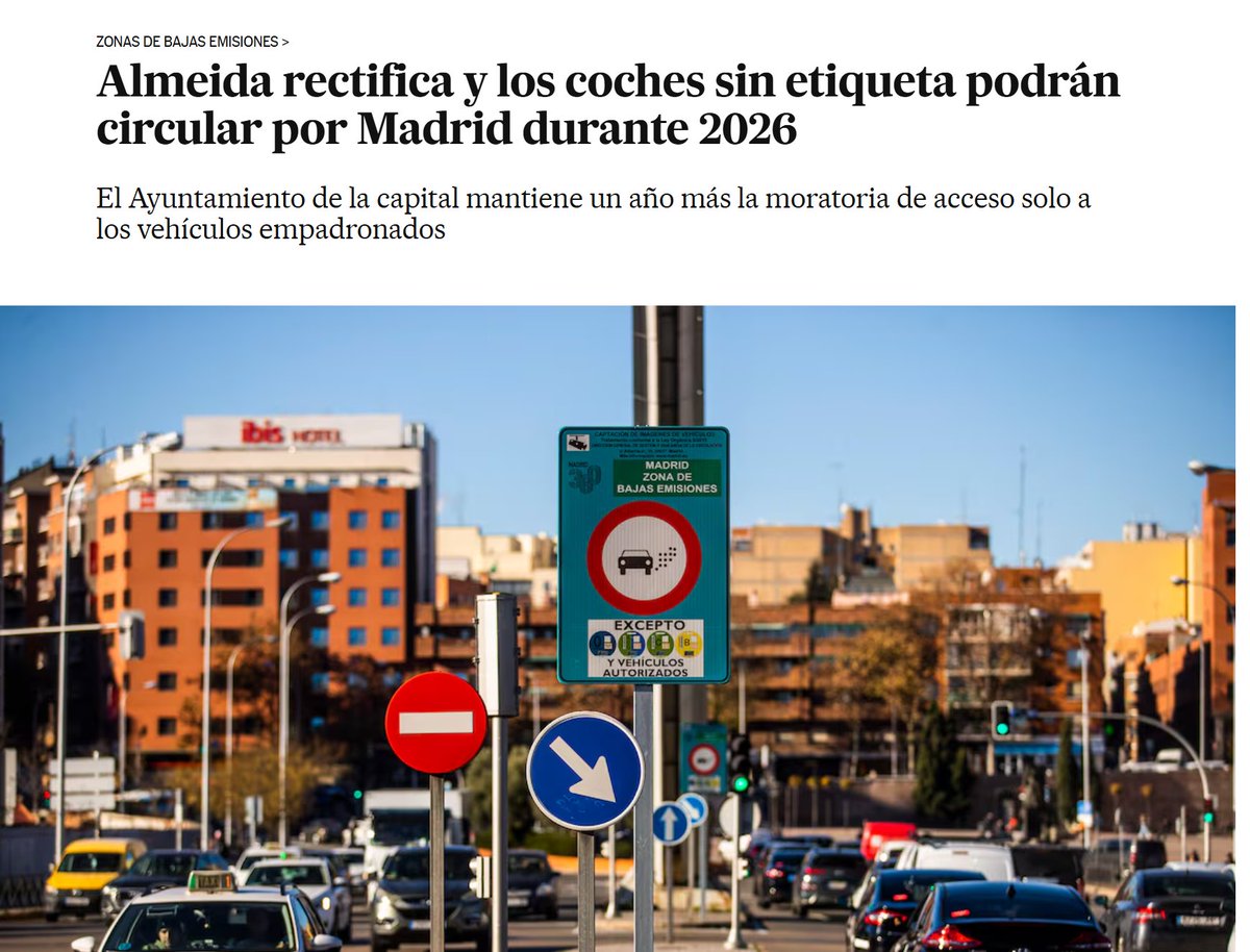 Ahora resulta que el PP de Madrid lleva todo 2025 diciéndote que cambies de coche.

Pero a 15 días de la entrada en vigor de la prohibición de los vehículos sin etiqueta empadronados en Madrid, el PP cambia de criterio.

Cual es la verdad

Dentro hilo