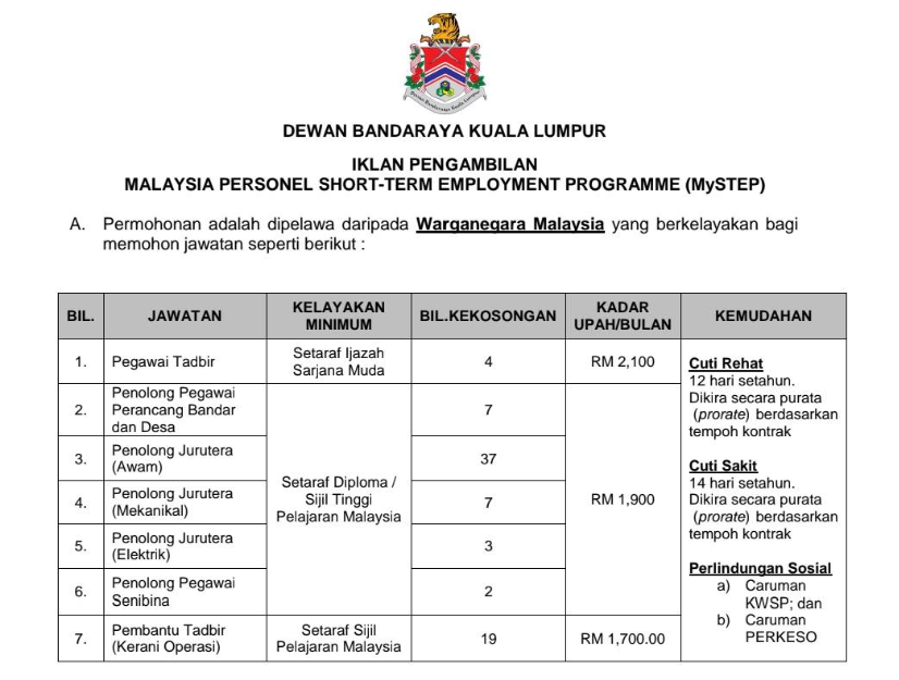 𝐉𝐀𝐖𝐀𝐓𝐀𝐍 𝐊𝐎𝐒𝐎𝐍𝐆 Dewan Bandaraya Kuala Lumpur (DBKL)

Tarikh tutup: 16 Dec 2025

𝐊𝐋𝐈𝐊 𝐒𝐄𝐊𝐀𝐑𝐀𝐍𝐆 𝐮𝐧𝐭𝐮𝐤 𝐦𝐚𝐤𝐥𝐮𝐦𝐚𝐭 𝐥𝐚𝐧𝐣𝐮𝐭 𝐩𝐞𝐫𝐦𝐨𝐡𝐨𝐧𝐚𝐧 >>
iklanjawatankosong.org/career-in-kual…