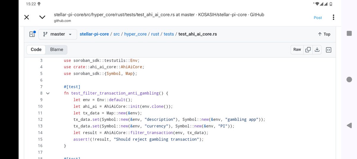 maxwell_alosa's tweet photo. On-Rust( Soroban Smart contracts) one of the Modules conducted an internal test.

The filter_transaction() function auto-blocks gambling-related activity and only approves PI-exclusive,legitimate transactions inside the AHI AI Core,keeping the Pi economy clean &amp; compliant.
#Pi https://t.co/0EefZ3UDHq