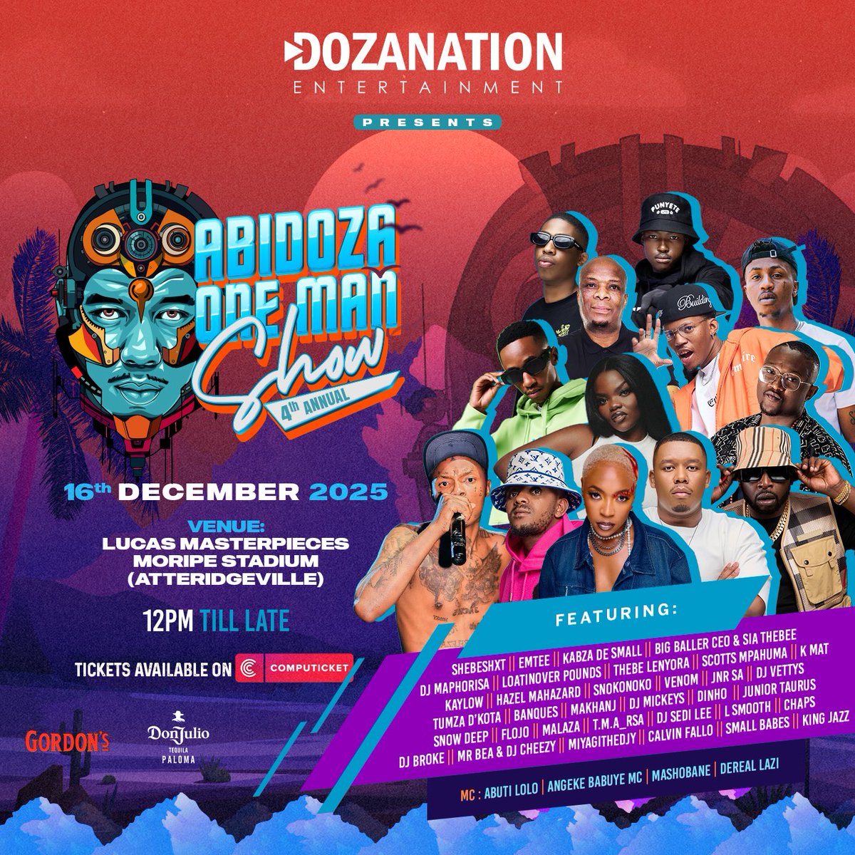 Pretoria - Atteridgeville 

16 December  Abidoza One Man Show 🏟️