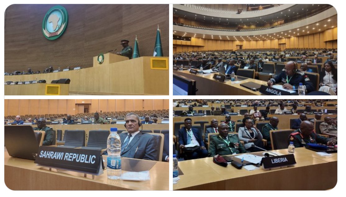 AmbalgAddis's tweet photo. #Algeria, represented by @mdnGovDz took part to 17th #STCDSS Ministerial Meeting & 20th #ACDS Heads of Safety & Security Meeting. Fruitful exchanges on means & ways to implement APSA Pilars & @_AfricanUnion peace & security decisions #الجزائر https://t.co/BQuL8L4BAe