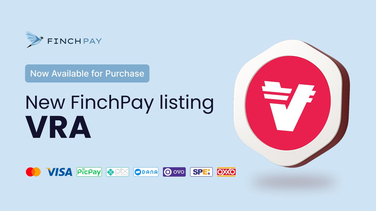 $VRA joins a growing list of supported assets on FinchPay’s secure payment gateway! 🔥

You can buy <a href="/verasitytech/">Verasity</a> directly on <a href="/FinchPay_io/">FinchPay</a> fiat-to-crypto platform, expanding access and ease of purchase for the #Verasity community.

Come grab some $VRA and check out how easy it is