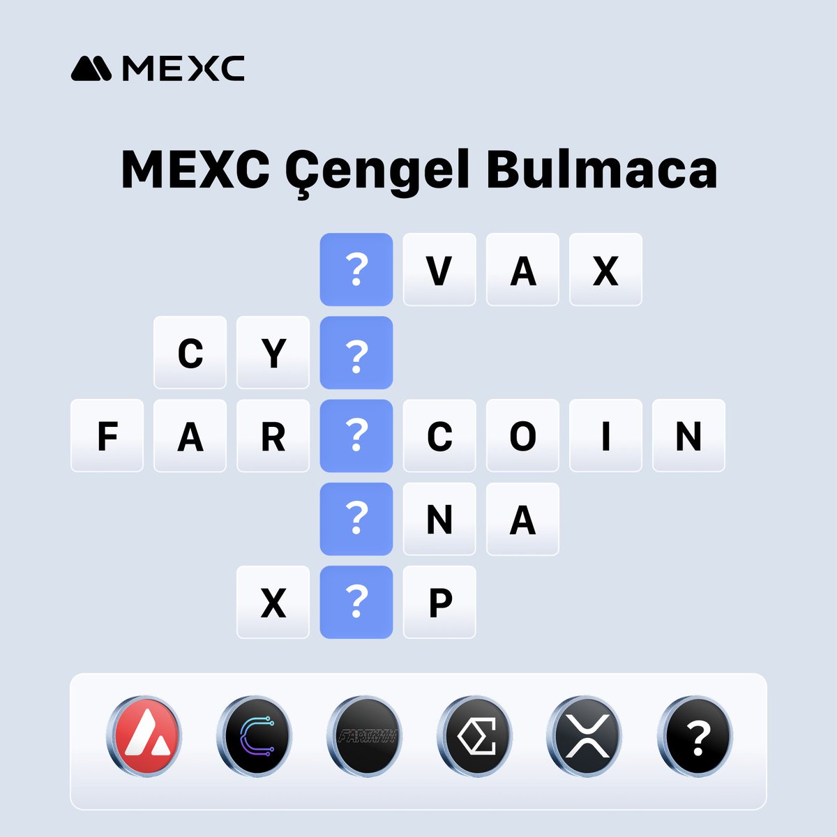 🧩 Çengel Bulmaca Etkinliği Başladı!

💰 10 şanslı kişiye 100 USDT Bonus Ödül Havuzu! 

🔍 Bulmacayı çöz
✅ Beğen &amp; Retweetle
🏷️ Coinleri etiketle! 

⏳ Son Katılım: 15 Aralık 23:59
🍀 Bol Şans