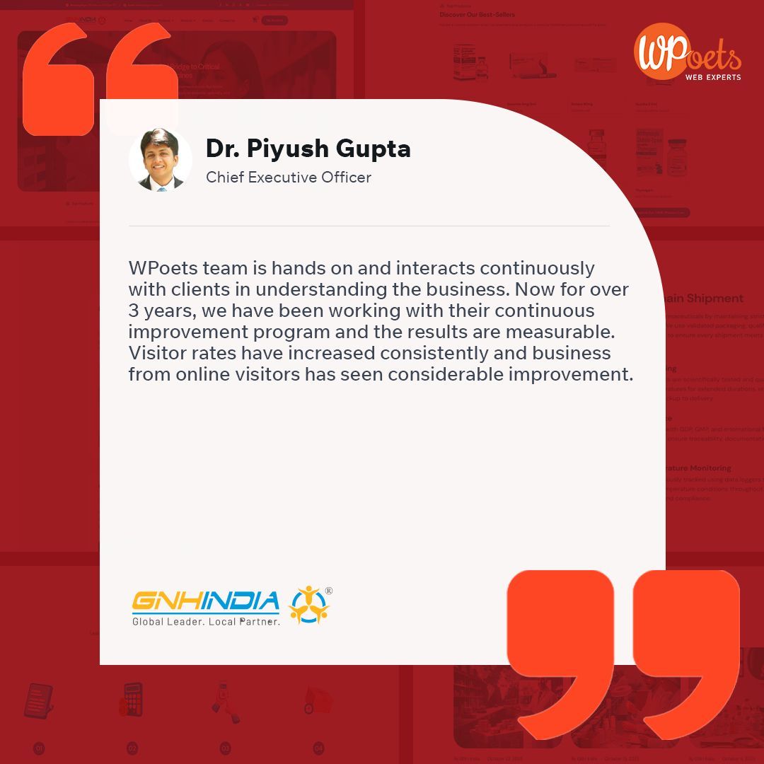 wpoets's tweet photo. Big thanks to GNH India for the amazing testimonial.
Proud to support innovation in healthcare and pharma.
#WPoets #ClientLove #HealthcareTech #Testimonial https://t.co/nv9LzqHOkB