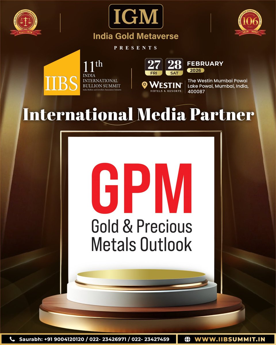 Sponsorship Announcement 📣

We’re delighted to welcome *GOLD &amp; PRECIOUS METALS OUTLOOK* as the *International Media Partner for IIBS* 11! 🌍📰

Their global coverage and expert analysis of gold and precious metals markets will amplify IIBS 11 insights to traders, investors, and
