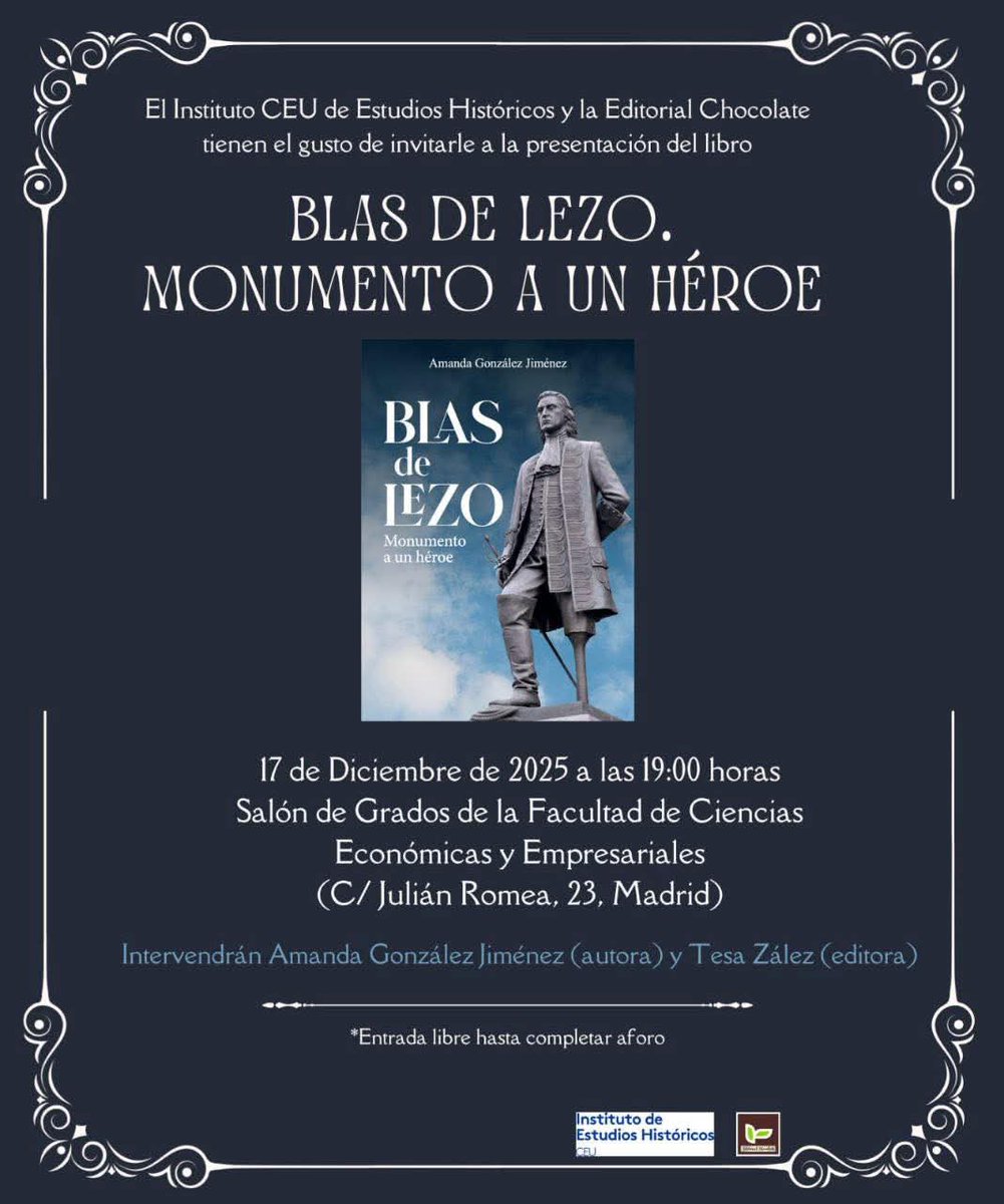 Nueva conferencia dedicada a #blasdelezo #blasdelezoyolavarrieta. Este miércoles 17, recomendamos a todos nuestros amigos que puedan, acudan a escucharla. 

#misionhispana #misiónhispana #hispanidad