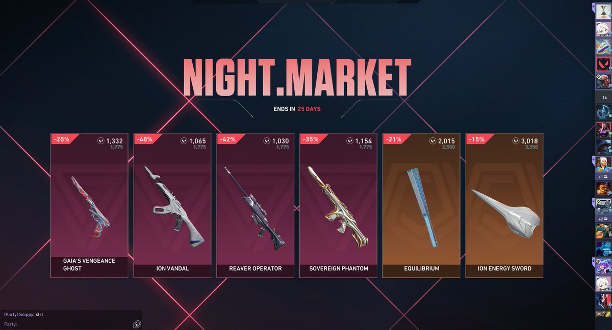 smarxss235's tweet photo. Hello, would anyone be helpful enough to buy me one skin from my night market, please?? I  really, really want one, got a great night market, but I don't have the VP to buy it. 
Thank you so much if anyone does buy me one!!

#valorant https://t.co/HJGsFXrJcu