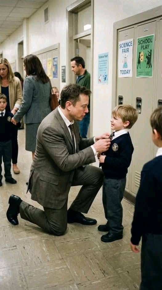 Supamusk123's tweet image. Elon Musk helping his son with his tie on the first day of school! 😍❤️

  Say hi 👋 if Elon Musk is a good father?