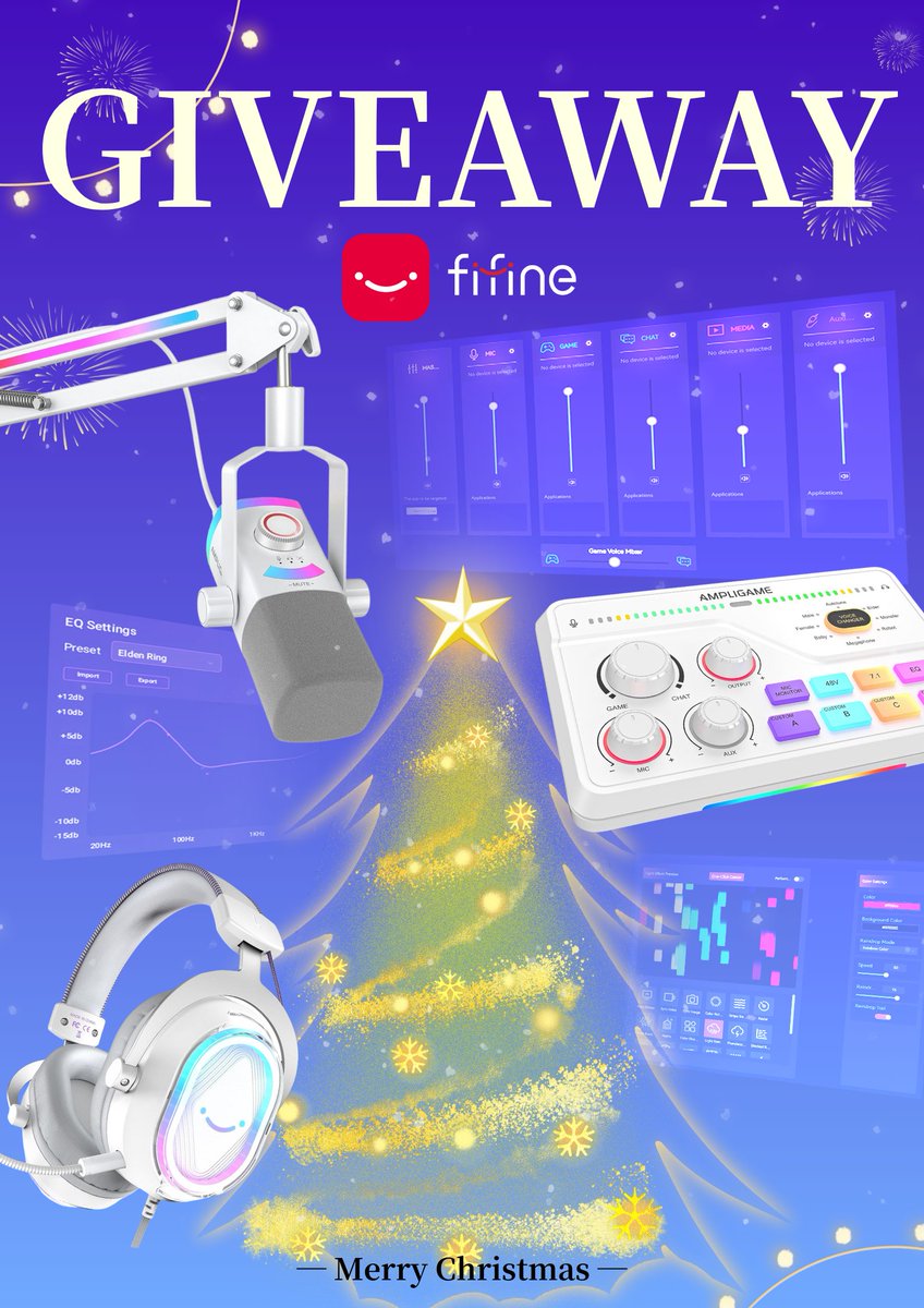 FIFINEMIC's tweet image. 🔔🎄One click to try the new #FifineGenie control software, two clicks to win compatible products to try #FifineGenie on Christmas!🦌

🎅Follow @FIFINEMIC
🎅Repost
🎅Upvote our Reddit giveaway post to up the chance

🎁AM8ProT *3
🎁H13 *3
🎁SC8 *3
🎁BM38 *3

Ends on Dec 25!