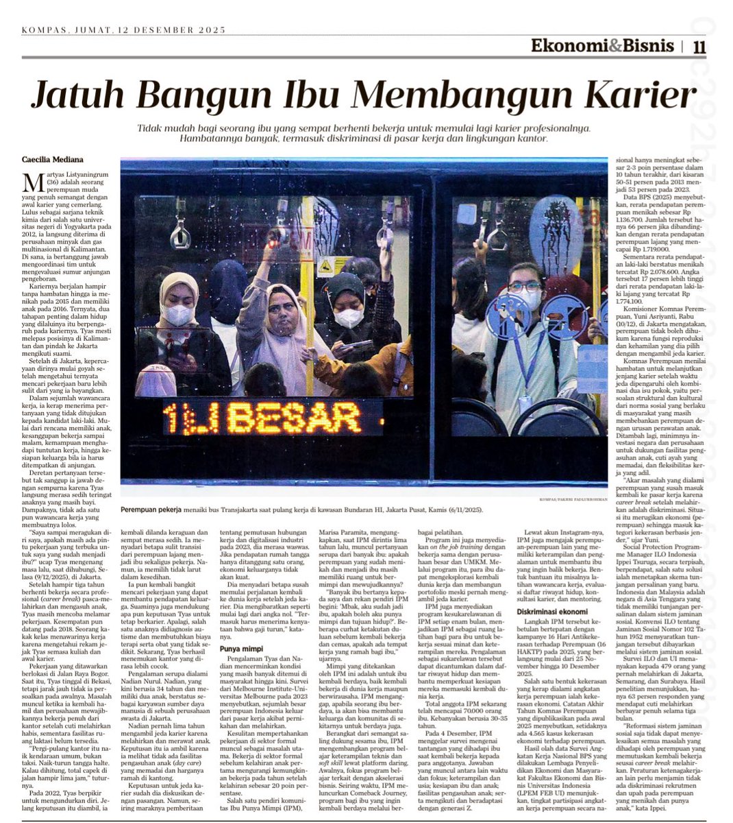 Sekalian berbagi tulisan bagus ini, ada cerita, ada data.

📌 Ibu sulit cari kerja, perempuan menikah sering mendapat pertanyaan diskriminatif mengenai rencana kehamilan dst

📌 Pendapatan perempuan menikah < perempuan lajang; sedangkan pendapatan lelaki menikah > lelaki lajang