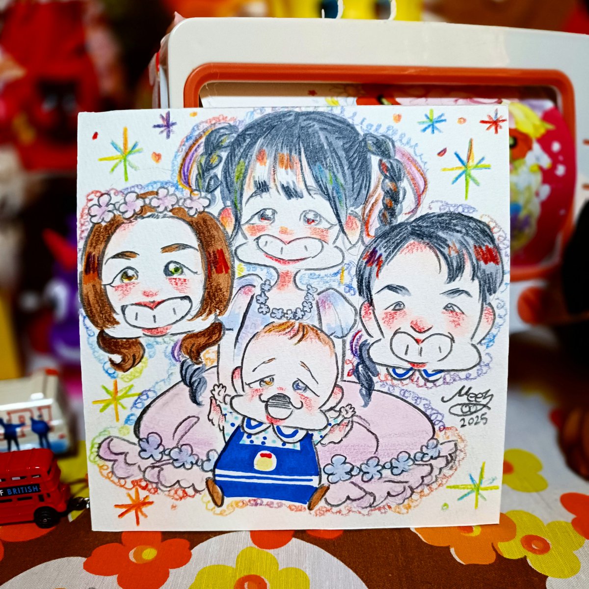 みーの似顔絵屋さん1回目から 遊びに来てくれている、お子様とママの