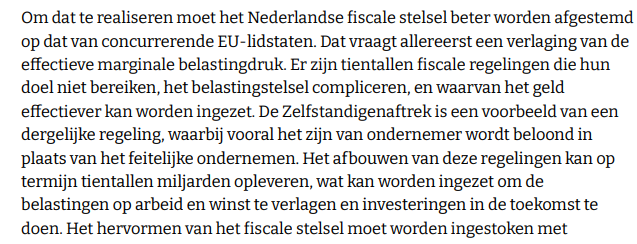 Weg met de zelfstandigenaftrek en nog veel andere fiscaal zinnige dingen in Wenninks rapport.
tweedekamer.nl/kamerstukken/d…