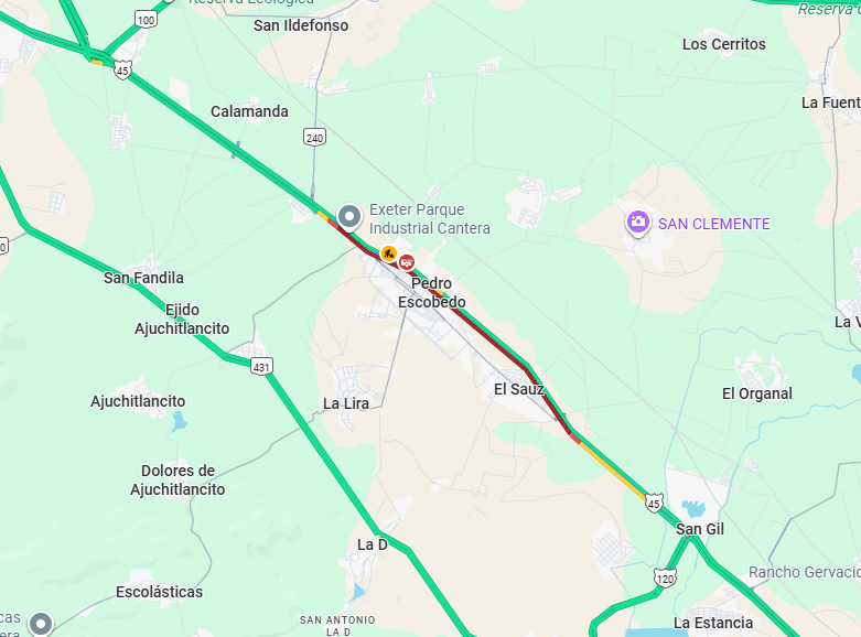 Buen dia 
Tienen reportes del motivo del TRAFICO PESADO en 
Carretera México - Querétaro Pedro Escobedo MX-QUE
Coordenadas:20.50593, -100.14441???

<a href="/CAPUFE/">CAPUFE</a> <a href="/GN_MEXICO_/">Guardia Nacional</a> <a href="/GN_Carreteras/">Guardia Nacional Carreteras</a> <a href="/Kikooman83/">KIKOMAN</a> <a href="/Thermokineros/">Thermokineros De ❤ corazón Oficial</a>