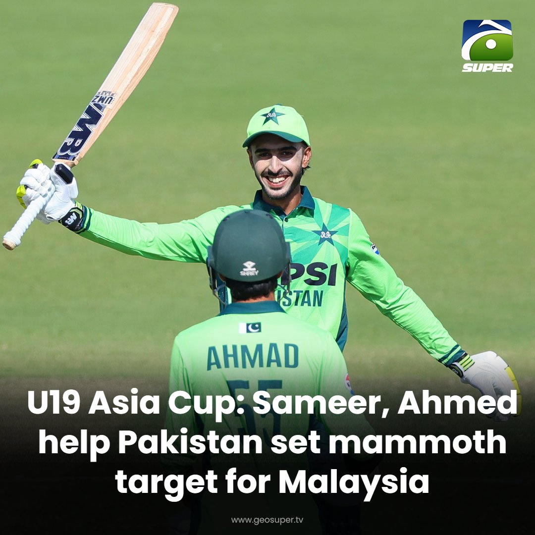 geosupertv's tweet photo. Dominant batting display by Green Shirts! 🔥👏
Read More: https://t.co/fdp6A68RST
#U19AsiaCup #PAKvMAL https://t.co/40p4f6dUbF