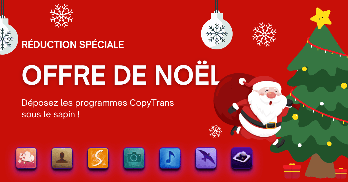 CopyTransFR's tweet photo. 🎄✨ Offre de Noël chez CopyTrans ! ✨🎄

🎁 CopyTrans 7Pack pour seulement 15,99 € au lieu de 81,93 €
➡️ Le code promo : COPY-CD2025
https://t.co/W0GV9Rs37R https://t.co/yyym2TraHa