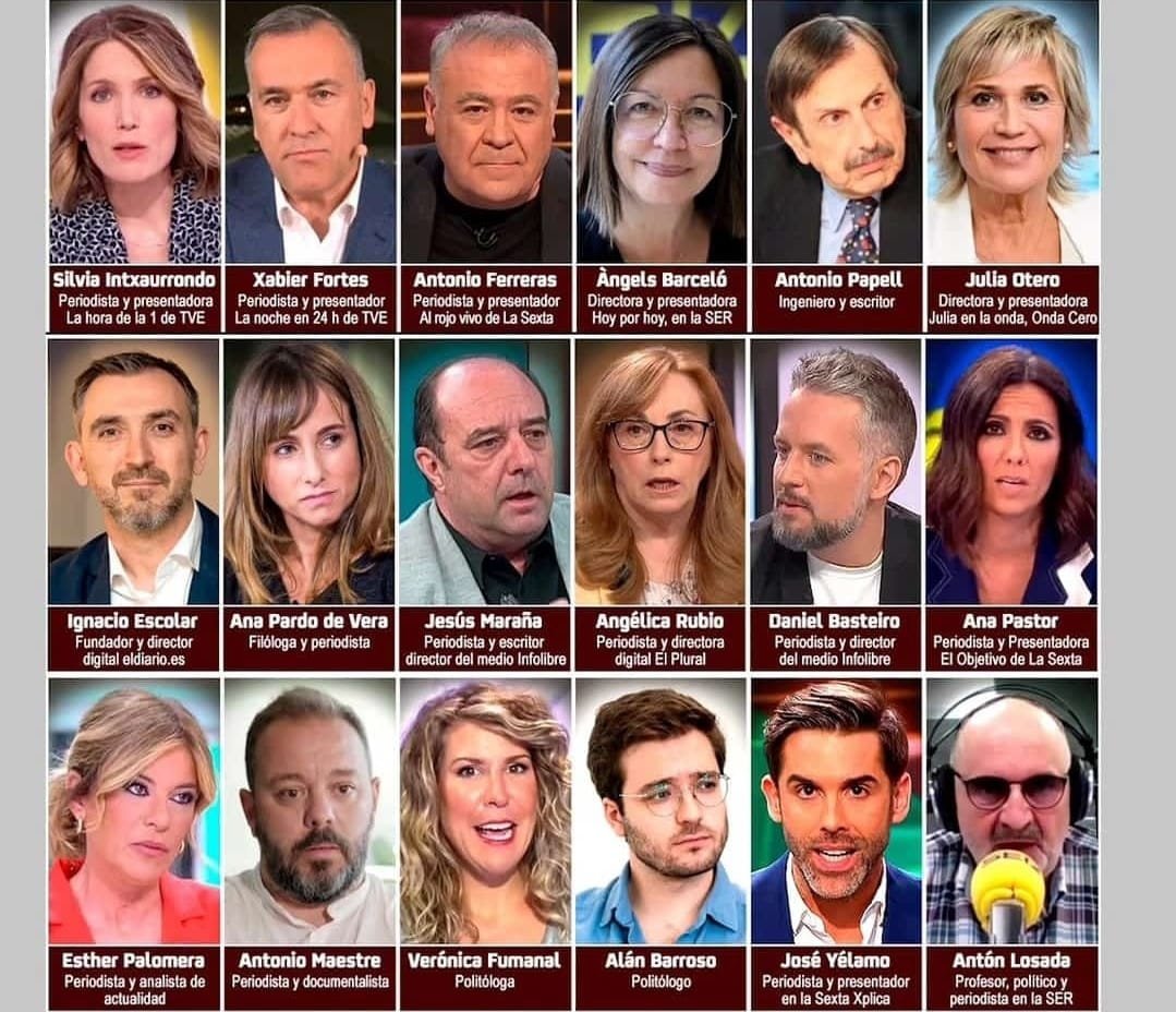 Cuando caiga el sanchismo, y parece que será pronto, hay que castigar duramente a todos sus palmeros mediáticos que han estado blanqueando la corrupción y a los socios de gobierno del PSOE.
No vamos a olvidar su traición.
