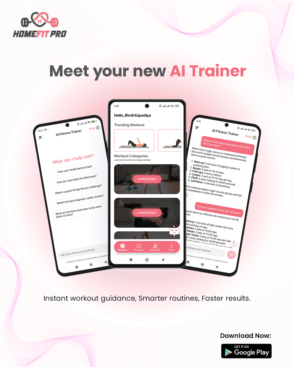homefitpro's tweet photo. Say hello to your personal AI Trainer

📲 Download now:

iOS: https://t.co/cTrIbEJ67I

Android: https://t.co/YcJ3ouWcK7

#HomeFitPro #AITrainer #FitnessApp #GetFitSmart #sstechsystem #FitnessRevolution #SmartFitness #WorkoutApp #fitnessapp #womenfitnessapp #homeworkout https://t.co/bcvy2NFYJz