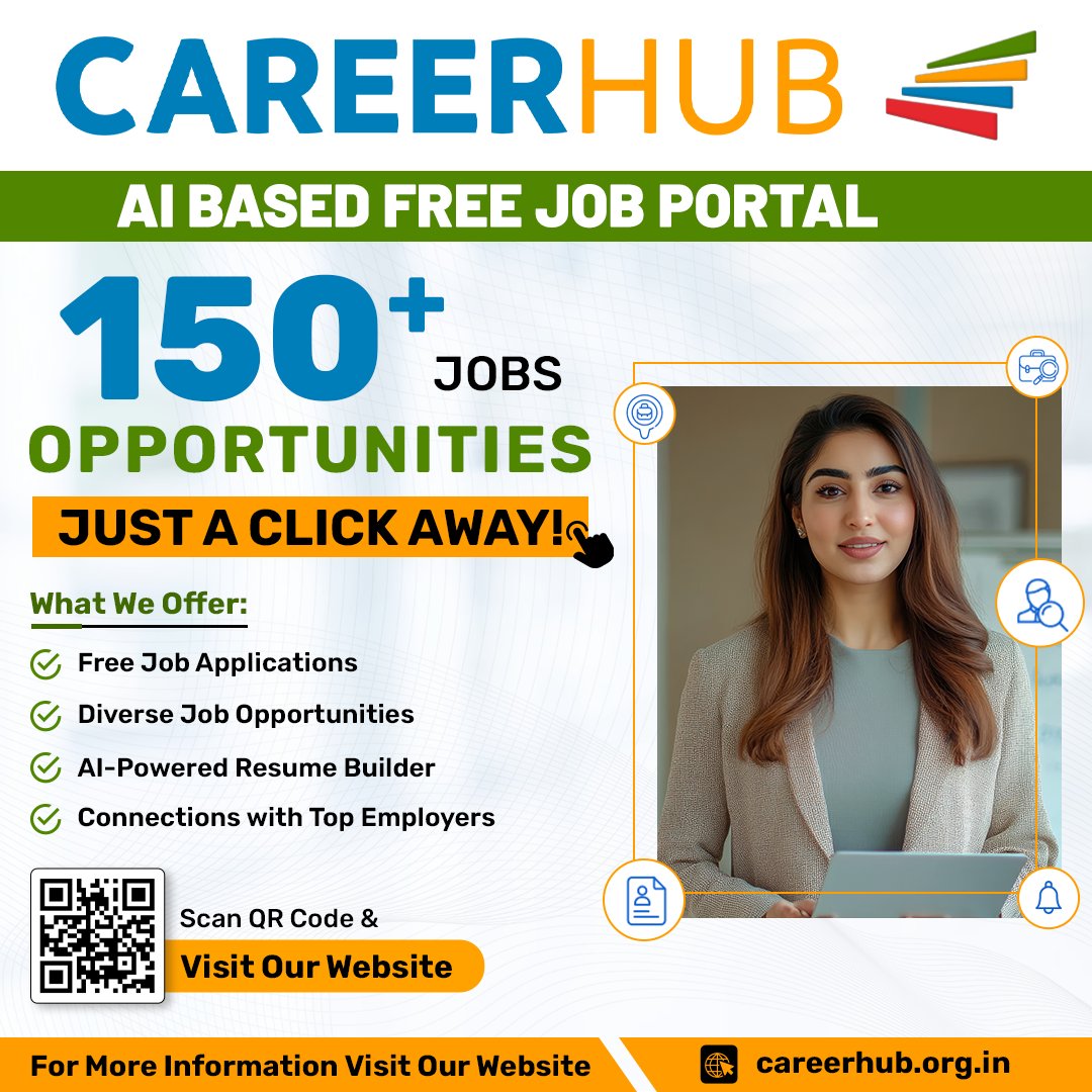 careerhub_iespl's tweet image. 🌟 Looking for your next career break?
CareerHub – AI-Based FREE Job Portal is here! 🚀
💼 150+ jobs, free applications, AI resume builder &amp;amp; top employer connections.
Scan the QR code &amp;amp; explore opportunities now!
👉 careerhub.org.in
#CareerHub #Jobs #HiringNow