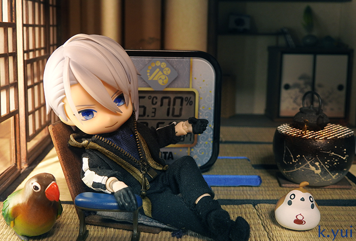 ぬーすと刀に畳つけたので、温湿度計にも畳つけてみた。 鳥もでかいし