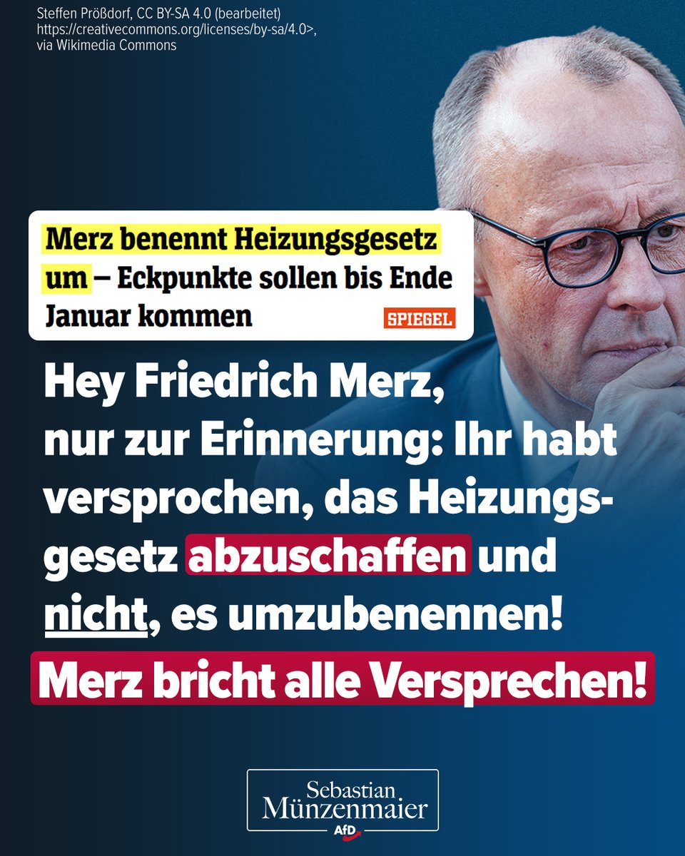 S_Muenzenmaier's tweet photo. Na, auch CDU gewählt, damit Friedrich Merz mal richtig hart durchgreift und das Heizungsgesetz...umbenennt?! 🤡

Ernsthaft: Hat Merz schon irgendein Wahlversprechen gehalten? Irgendeines?

TM https://t.co/U7TLbhDkTe