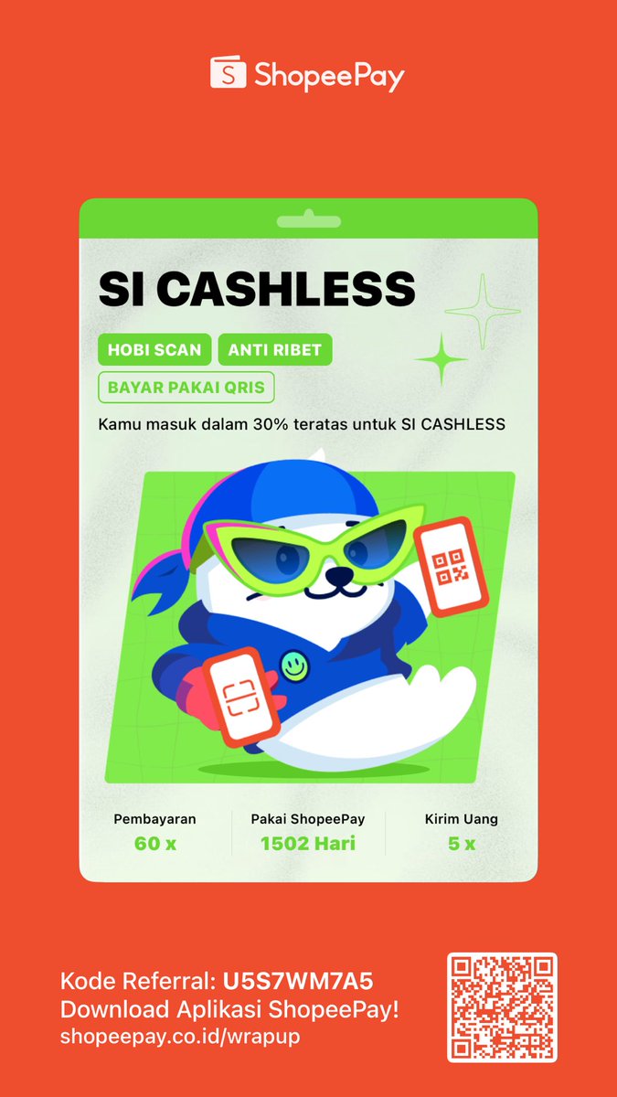 flyhighpiw's tweet photo. @FARESDNTA12 @kimmyexp Ayo cek karaktermu di ‘Kilas Balik ShopeePay 2025’, bisa dapat s/d Rp200.000 kalau bisa lengkapin semua karakternya lho!
https://t.co/RVZjZolI97

Download aplikasi ShopeePay pakai kode referral aku U5S7WM7A5, bisa dapat saldo ShopeePay! https://t.co/fplLgJ1OGz
