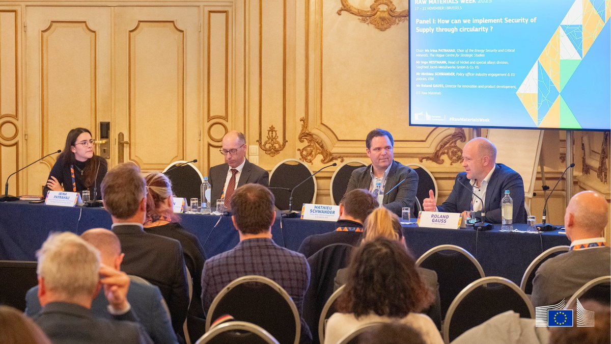 defis_eu's tweet photo. ♻️ At Raw Materials Week, we hosted its first defence-focused seminar, exploring how raw material recycling can support the #EUDefence industry.

The panel brought together MoDs, industry, research institutes &amp; the recycling sector to discuss practical pathways forward.

1/2 https://t.co/2WgUCyDzv0